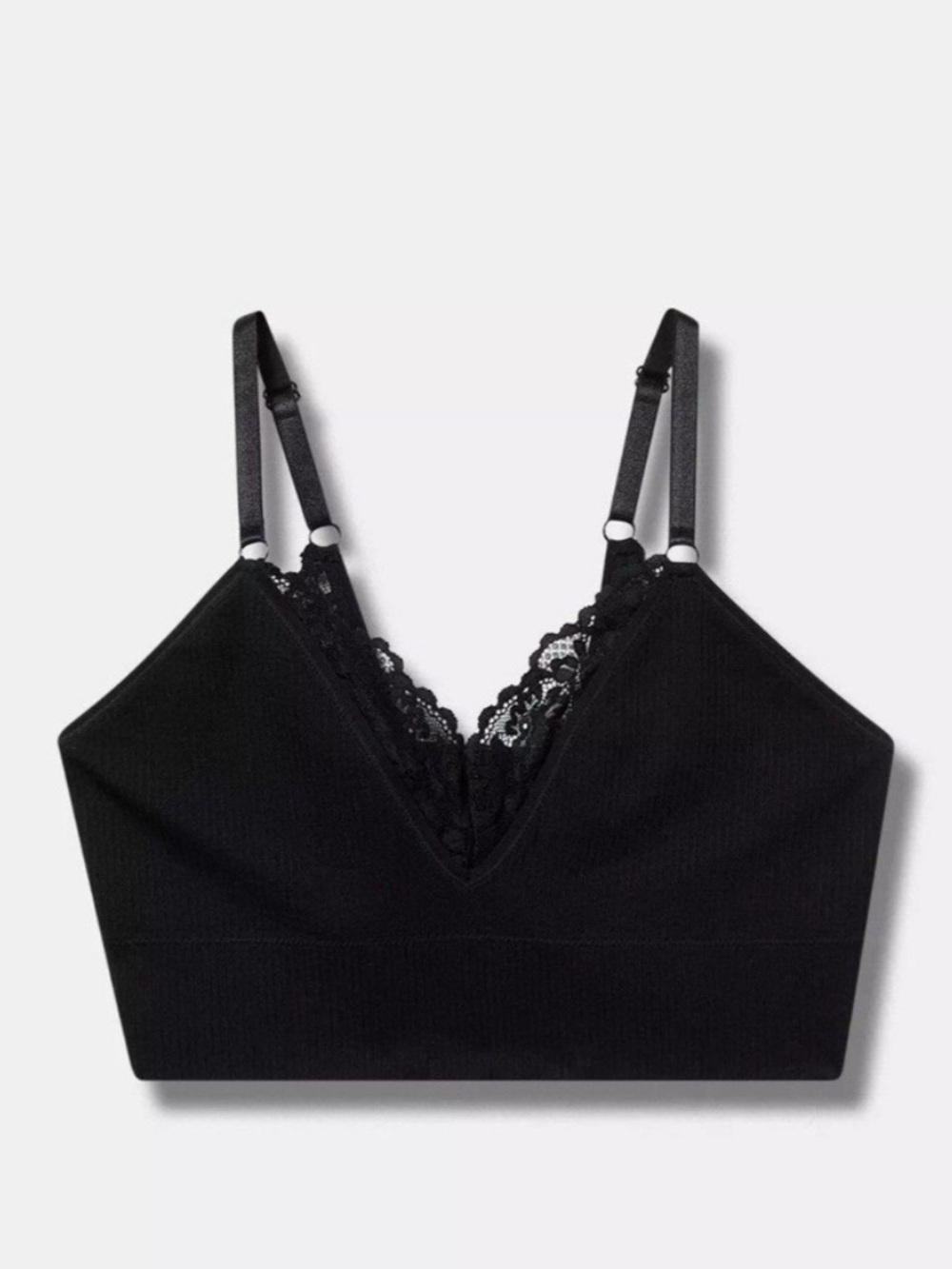 Torrid Black Ribbed Lace Triangle Wireless Stretch Bralette